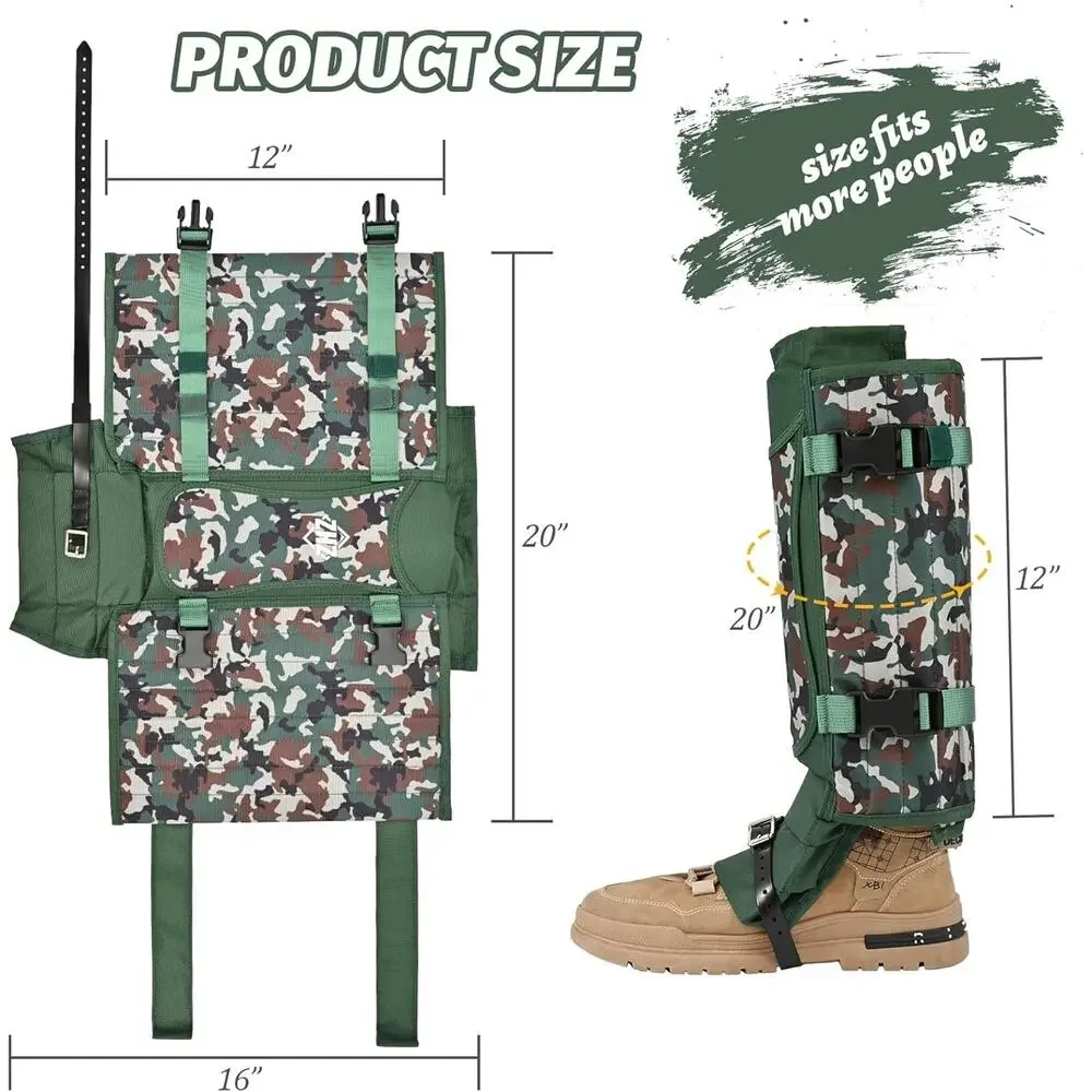 ZHZ Snake Gaiters Waterproof Adjustable Leg Chaps Army Green NEW